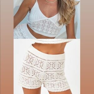 L*SPACE knitted crochet set swim coverup